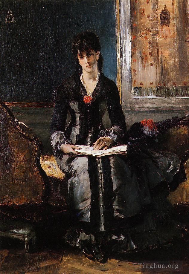 Alfred Émile Léopold Stevens Peinture à l'huile - Portrait d'une jeune femme
