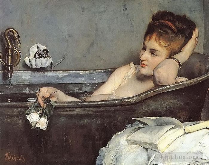 Alfred Émile Léopold Stevens Peinture à l'huile - Le bain
