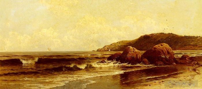 Alfred Thompson Bricher Peinture à l'huile - Briser les vagues