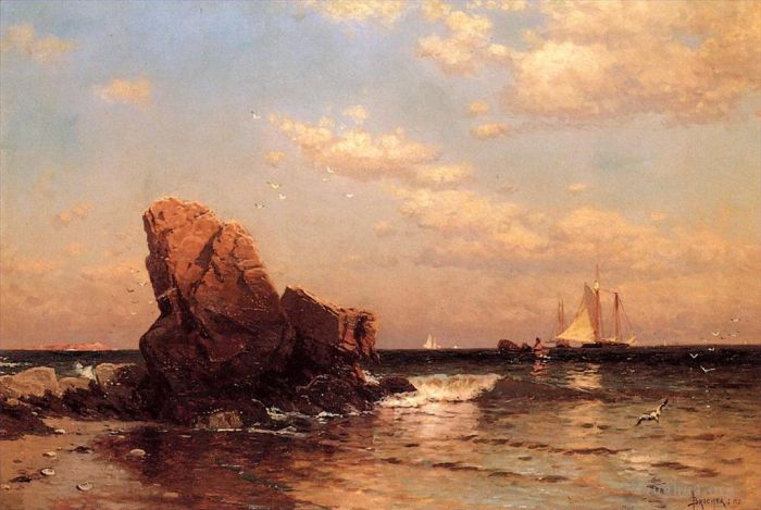 Alfred Thompson Bricher Peinture à l'huile - Au bord du rivage