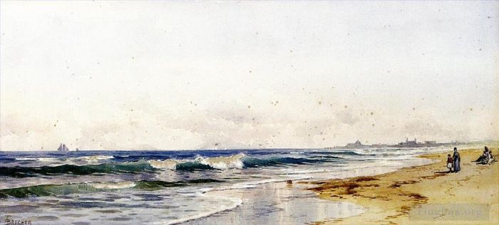 Alfred Thompson Bricher Peinture à l'huile - Loin de la plage de Rockaway