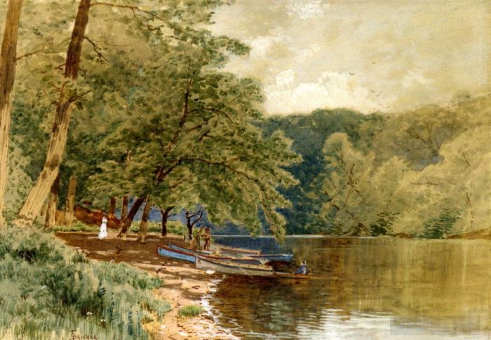 Alfred Thompson Bricher Peinture à l'huile - Location de barques à rames