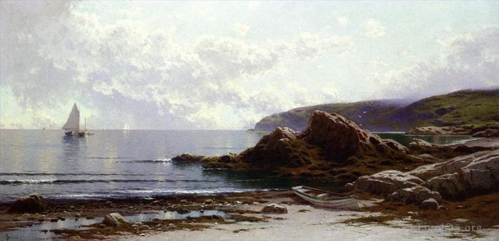 Alfred Thompson Bricher Peinture à l'huile - Naviguer au large des côtes
