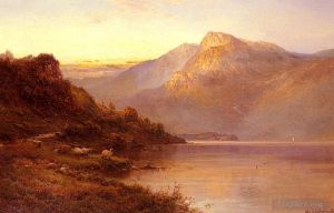 Alfred de Breanski Sr œuvres - Coucher de soleil sur le Loch
