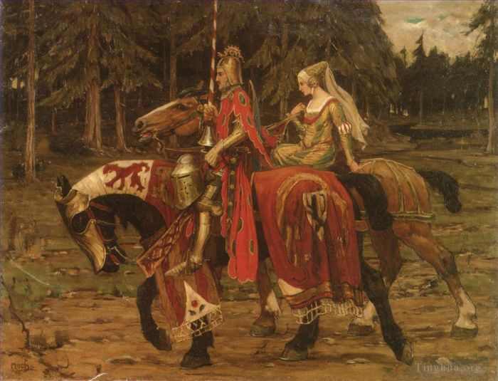 Alfons Maria Mucha Peinture à l'huile - Chevalerie héraldique