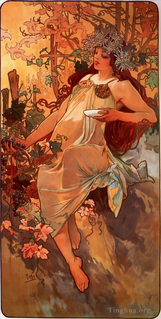 Alfons Maria Mucha Types de peintures - Panneau automne 1896
