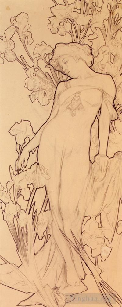 Alfons Maria Mucha Types de peintures - Iris