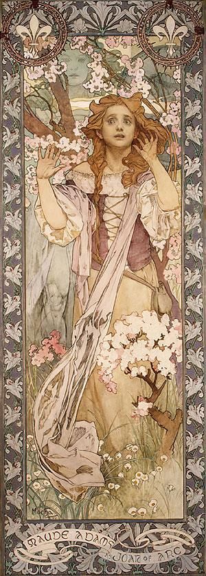 Alfons Maria Mucha Types de peintures - Maud Adams dans le rôle de Jeanne d'Arc