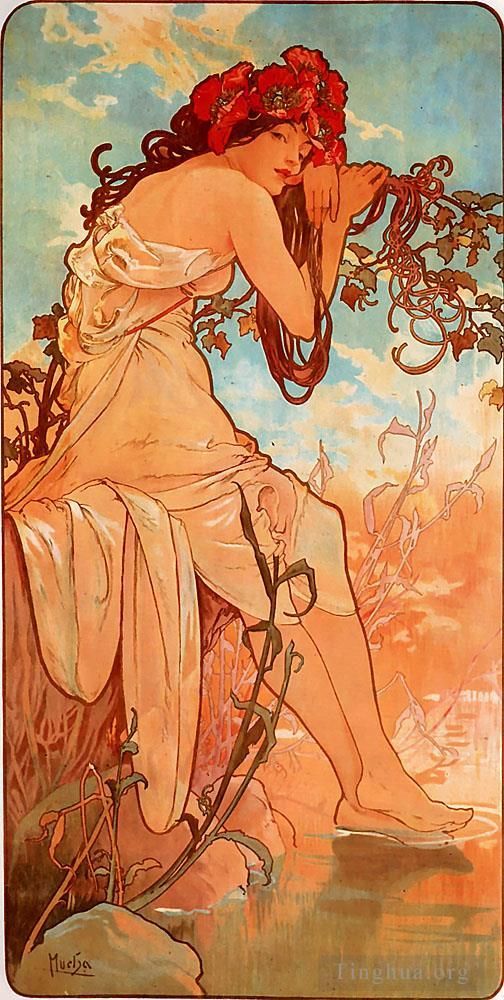 Alfons Maria Mucha Types de peintures - Panneau été 1896