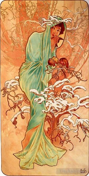 Alfons Maria Mucha œuvres - Panneau hiver 1896
