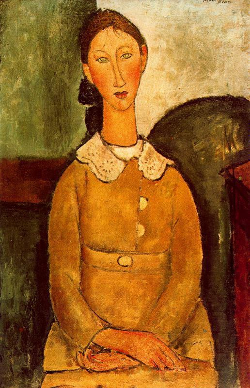 Amedeo Clemente Modigliani Peinture à l'huile - une fille en robe jaune 1917