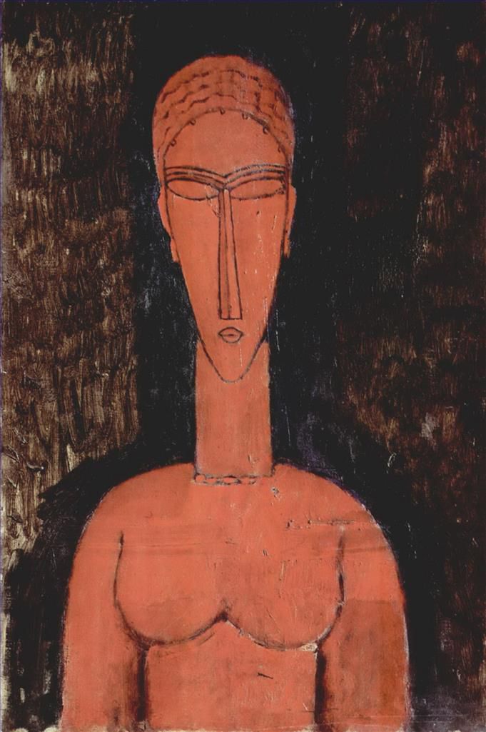 Amedeo Clemente Modigliani Peinture à l'huile - un buste rouge 1913