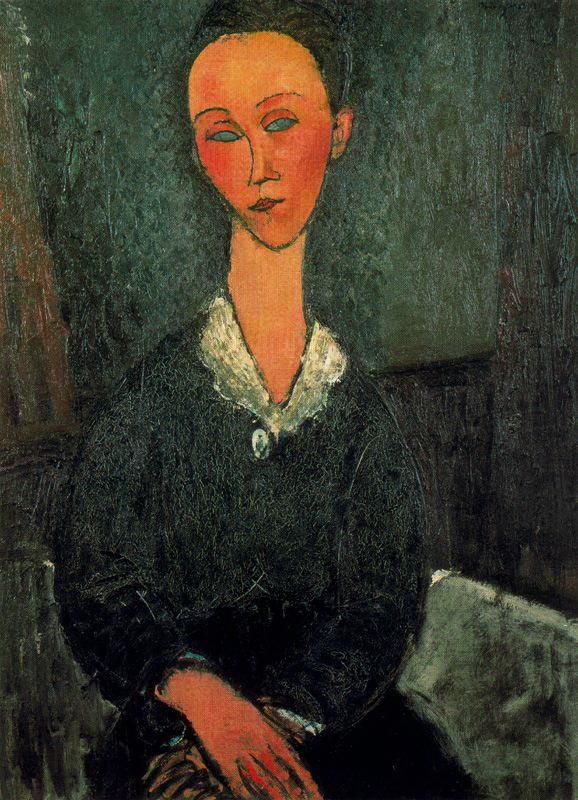 Amedeo Clemente Modigliani Peinture à l'huile - une femme avec un col blanc 1916