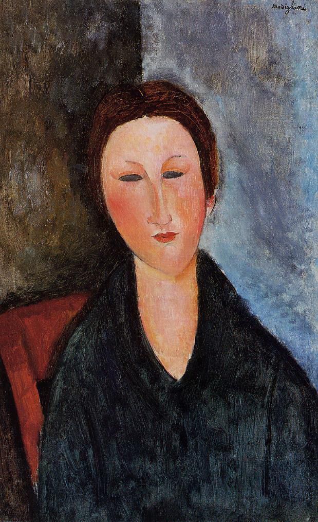 Amedeo Clemente Modigliani Peinture à l'huile - buste de jeune femme mademoiselle marthe