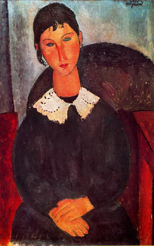 Amedeo Clemente Modigliani Peinture à l'huile - Elvira avec un col blanc 1918