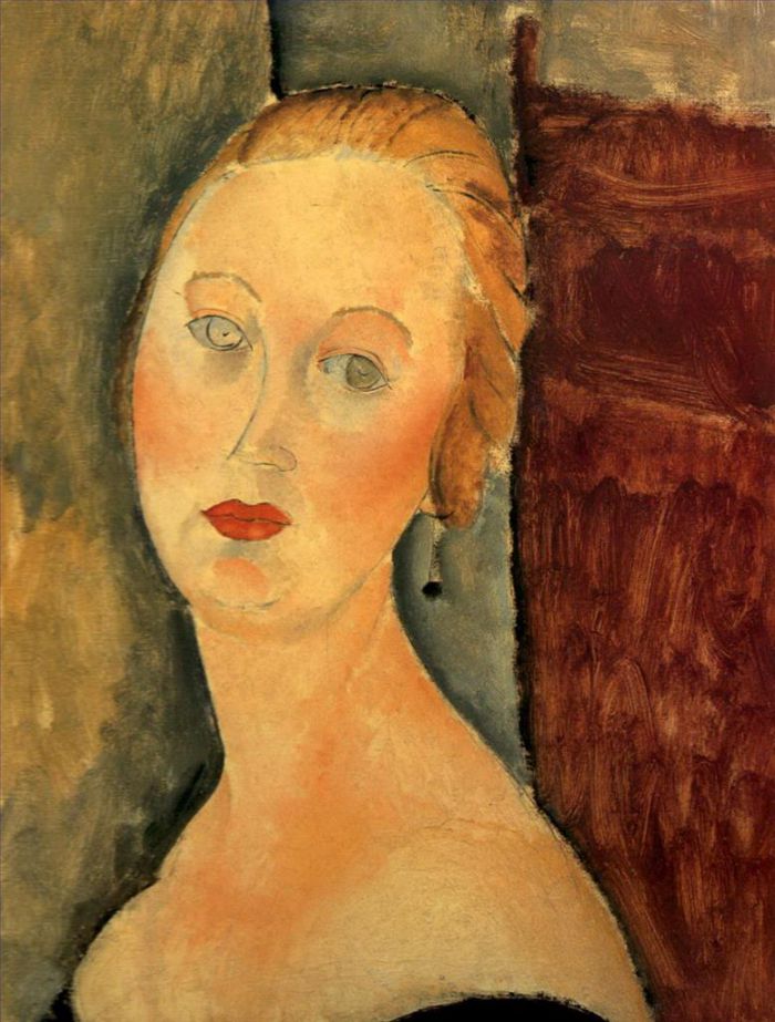 Amedeo Clemente Modigliani Peinture à l'huile - germaine survage avec boucles d'oreilles 1918
