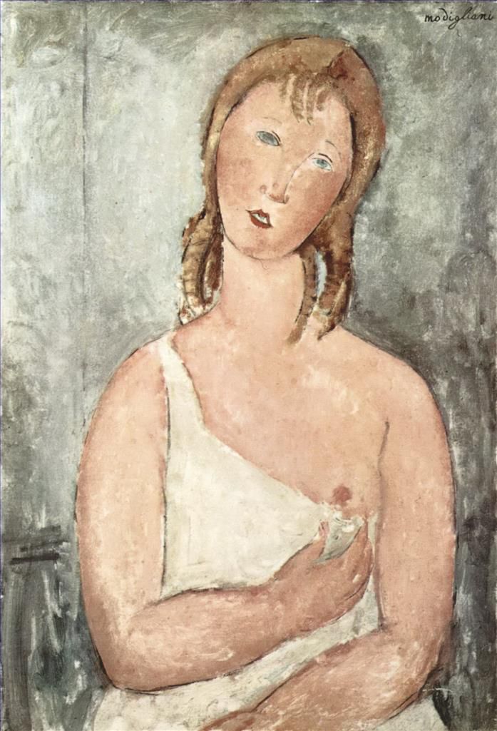 Amedeo Clemente Modigliani Peinture à l'huile - fille en chemise fille aux cheveux rouges 1918