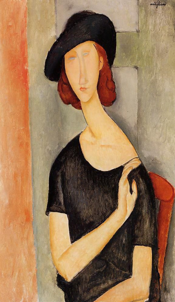 Amedeo Clemente Modigliani Peinture à l'huile - Jeanne Hébuterne avec un chapeau