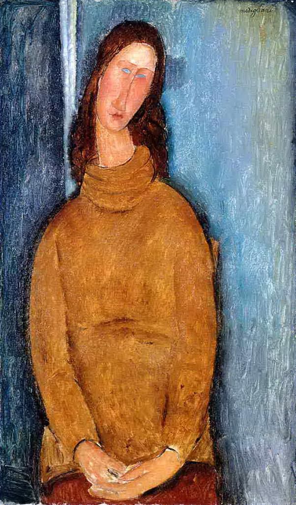 Amedeo Clemente Modigliani Peinture à l'huile - Jeanne Hébuterne en pull jaune 1919