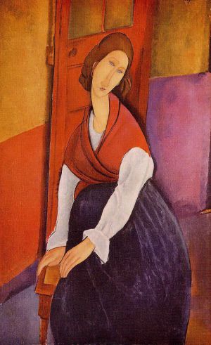 Amedeo Clemente Modigliani œuvres - Jeanne Hébuterne devant une porte 1919