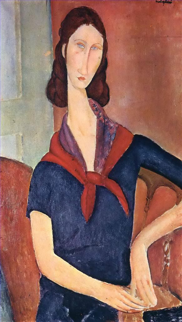 Amedeo Clemente Modigliani Peinture à l'huile - Jeanne Hébuterne avec un foulard 1919