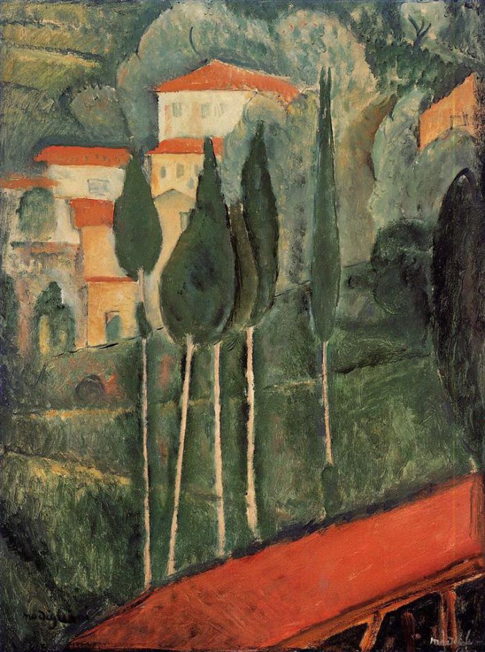 Amedeo Clemente Modigliani Peinture à l'huile - paysage sud de la france 1919