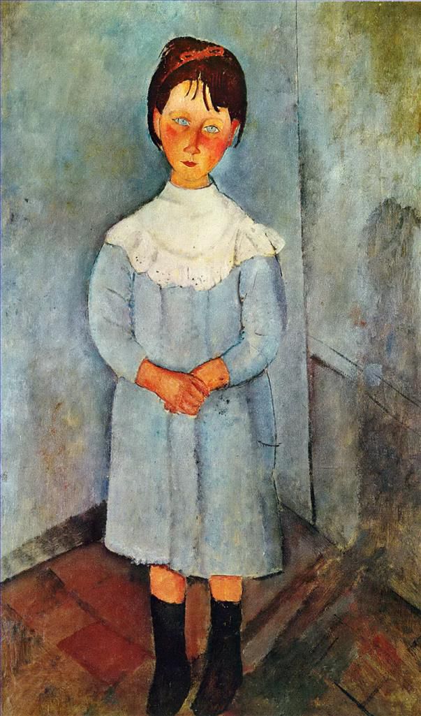 Amedeo Clemente Modigliani Peinture à l'huile - petite fille en bleu 1918