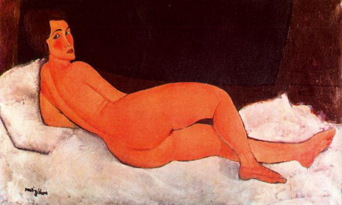 Amedeo Clemente Modigliani Peinture à l'huile - couché nu 1917