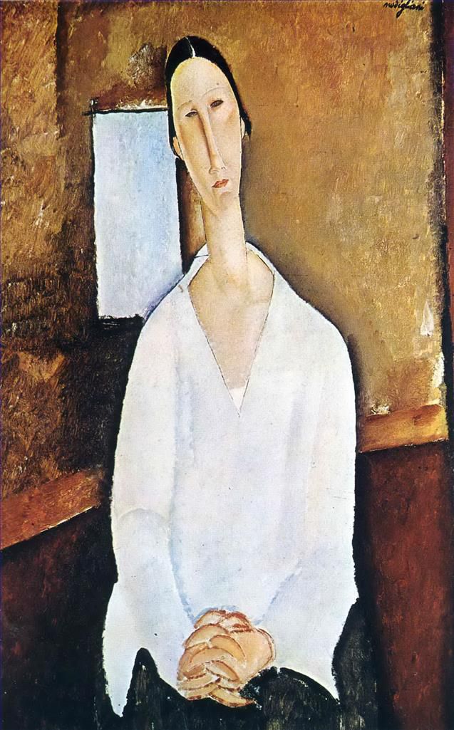 Amedeo Clemente Modigliani Peinture à l'huile - madame zborowska les mains jointes