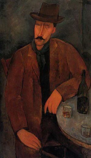 Amedeo Clemente Modigliani œuvres - homme avec un verre de vin