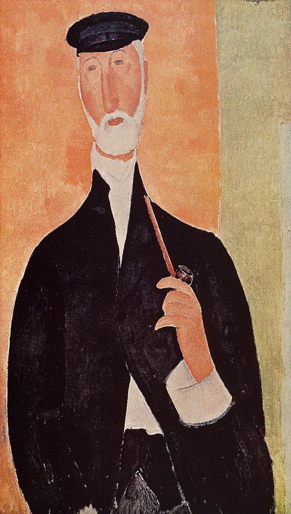 Amedeo Clemente Modigliani Peinture à l'huile - homme à la pipe le notaire de nice 1918