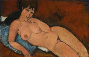 Amedeo Clemente Modigliani œuvres - nu sur un coussin bleu
