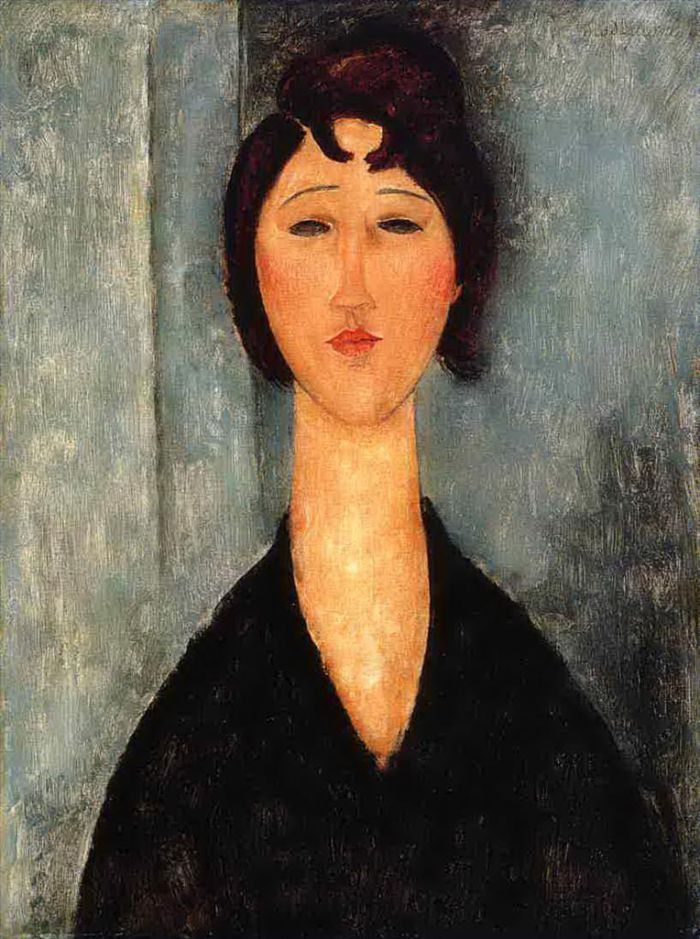 Amedeo Clemente Modigliani Peinture à l'huile - portrait d'une jeune femme