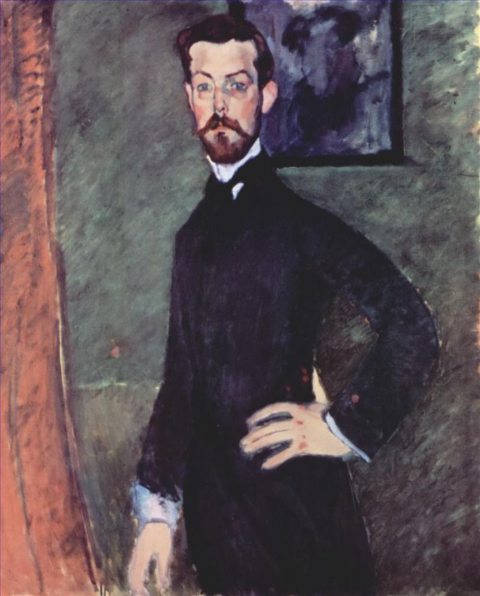 Amedeo Clemente Modigliani Peinture à l'huile - portrait de Paul Alexander sur fond vert 1909
