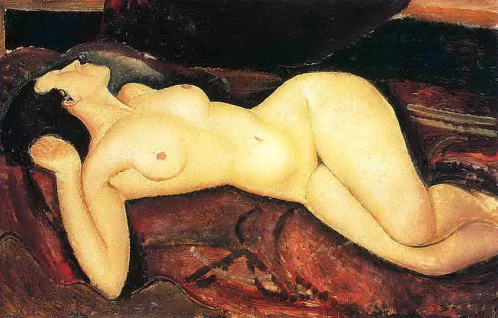 Amedeo Clemente Modigliani Peinture à l'huile - gisant nu 1917