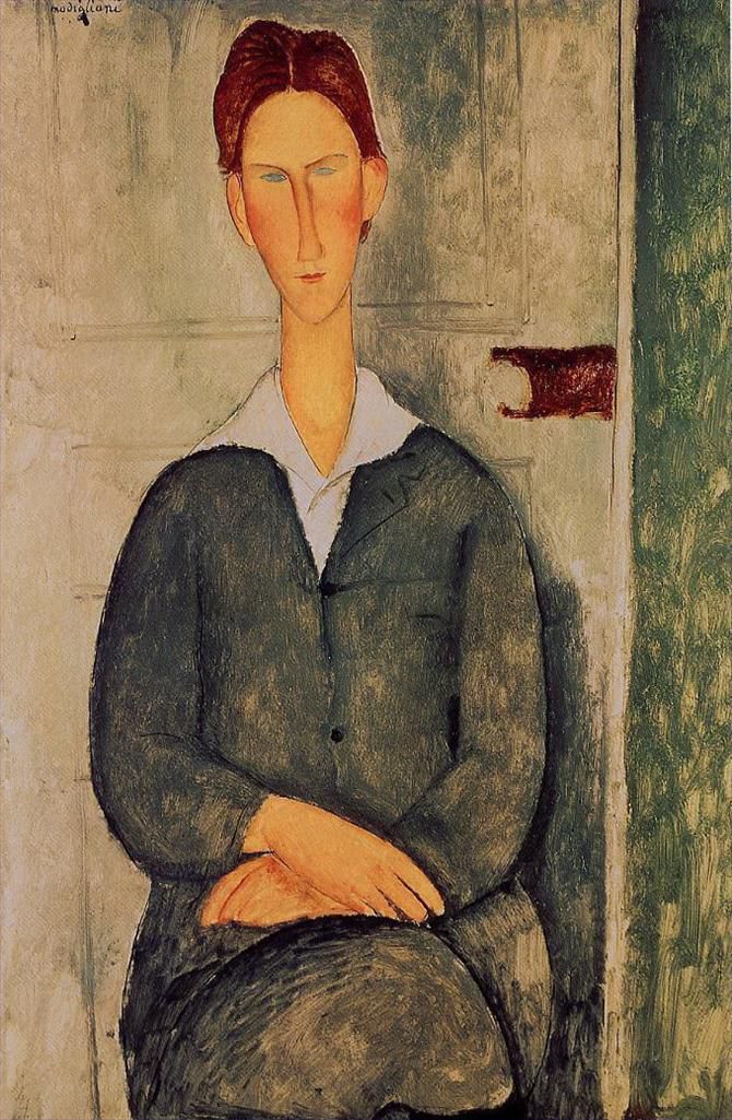 Amedeo Clemente Modigliani Peinture à l'huile - jeune homme aux cheveux roux 1919