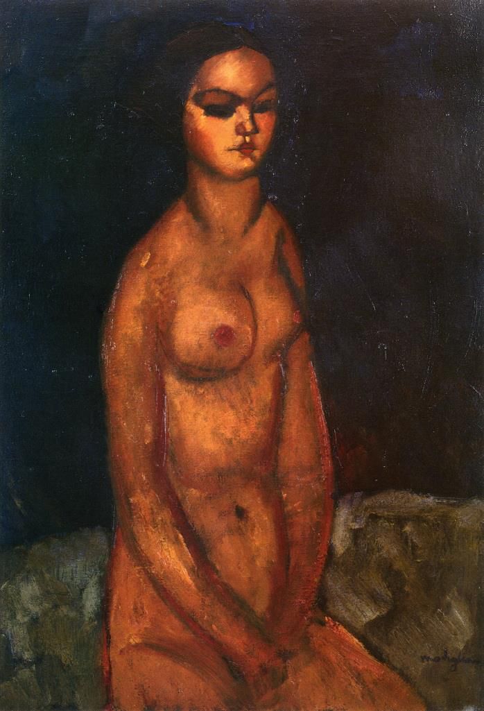 Amedeo Clemente Modigliani Peinture à l'huile - assis nu 1908