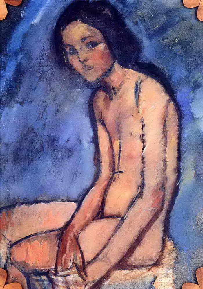 Amedeo Clemente Modigliani Peinture à l'huile - assis nu 1909
