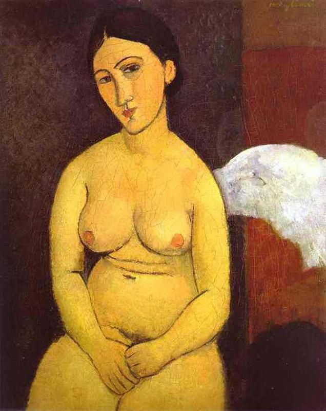 Amedeo Clemente Modigliani Peinture à l'huile - assis nu 1917