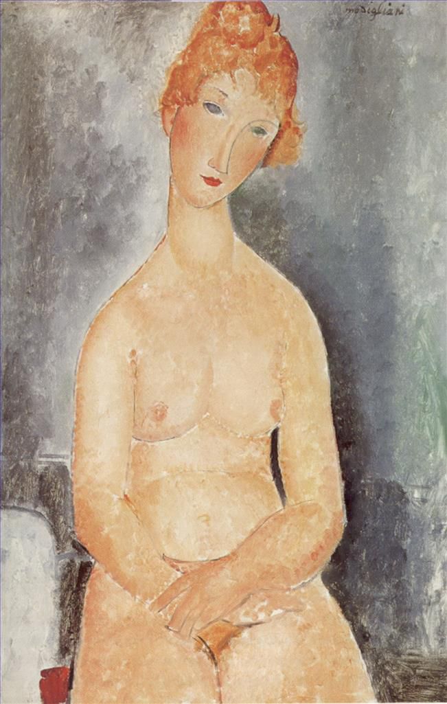 Amedeo Clemente Modigliani Peinture à l'huile - assis nu 1918