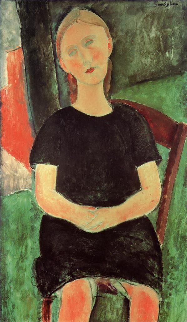 Amedeo Clemente Modigliani Peinture à l'huile - jeune femme assise