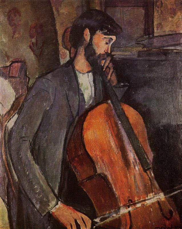 Amedeo Clemente Modigliani Peinture à l'huile - étude pour le violoncelliste 1909