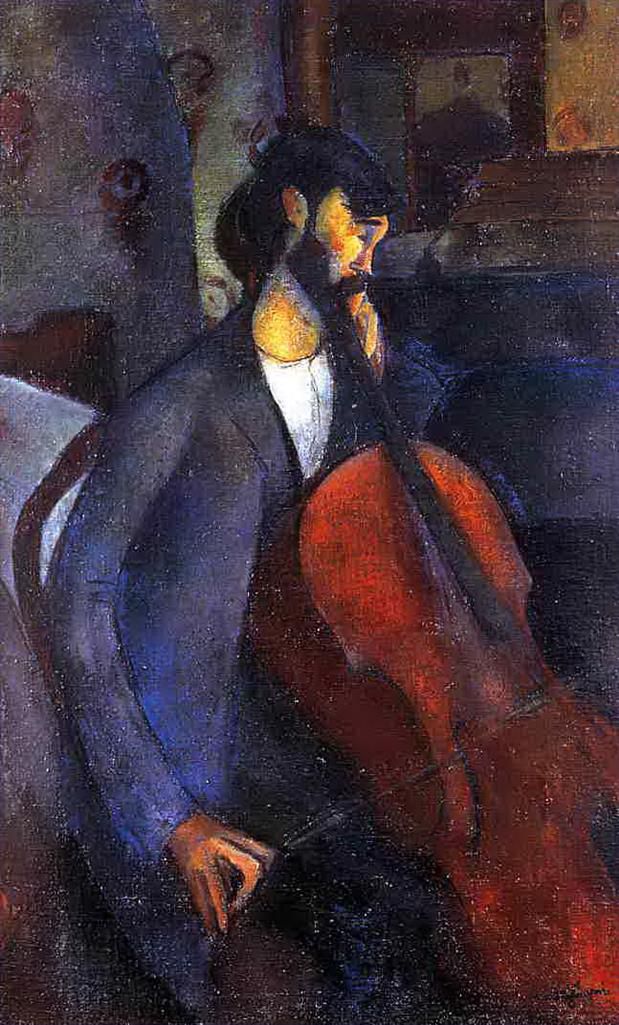 Amedeo Clemente Modigliani Peinture à l'huile - le violoncelliste 1909