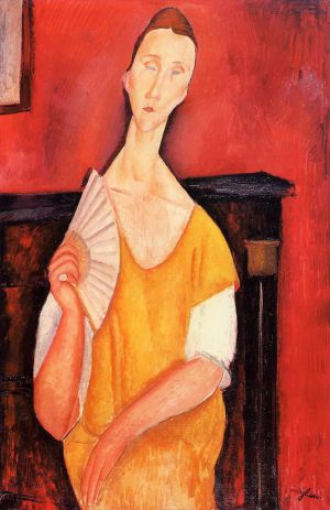 Amedeo Clemente Modigliani œuvres - femme avec un éventail Lunia Czechowska 1919