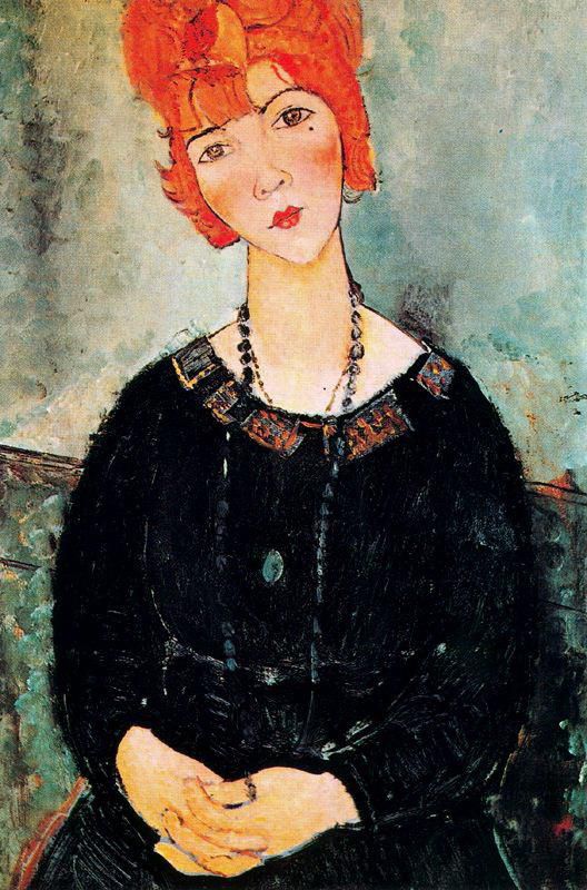 Amedeo Clemente Modigliani Peinture à l'huile - femme avec un collier 1917