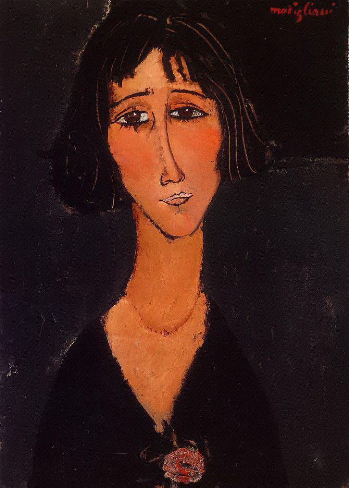 Amedeo Clemente Modigliani Peinture à l'huile - jeune fille portant une rose 1916
