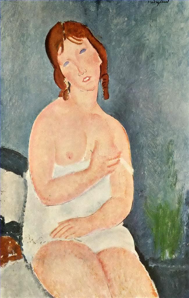 Amedeo Clemente Modigliani Peinture à l'huile - jeune femme en chemise la petite laitière