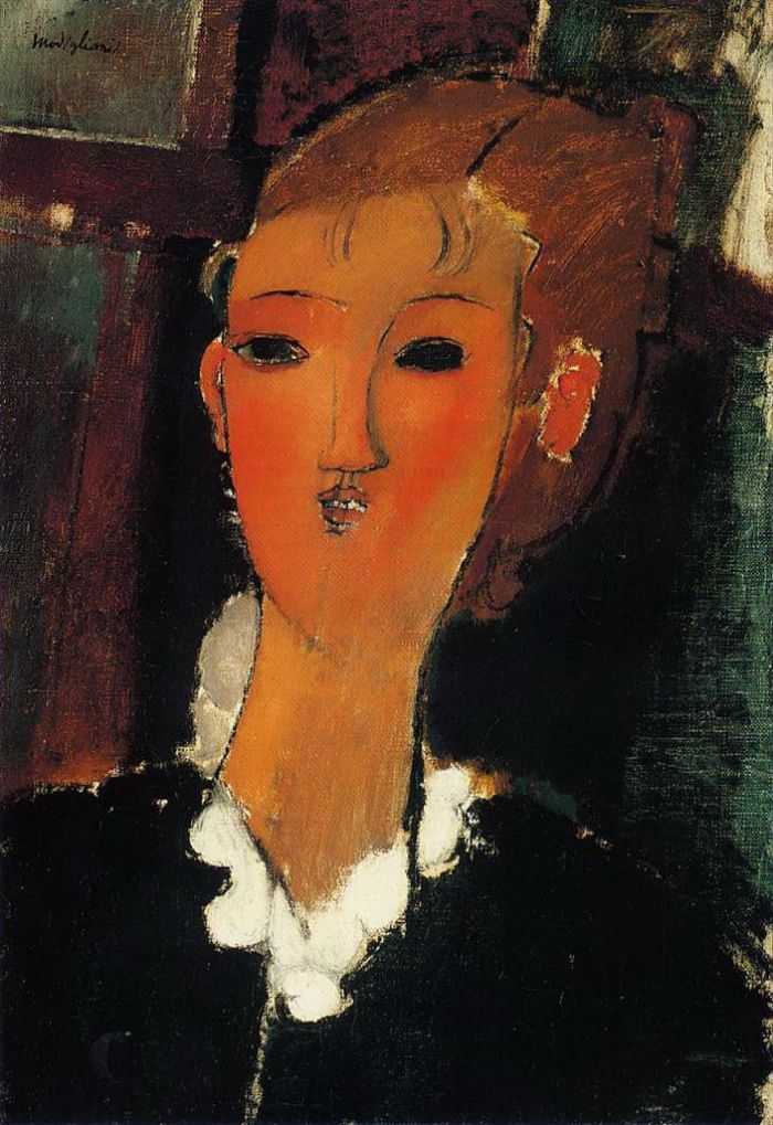 Amedeo Clemente Modigliani Peinture à l'huile - jeune femme à la petite collerette 1915