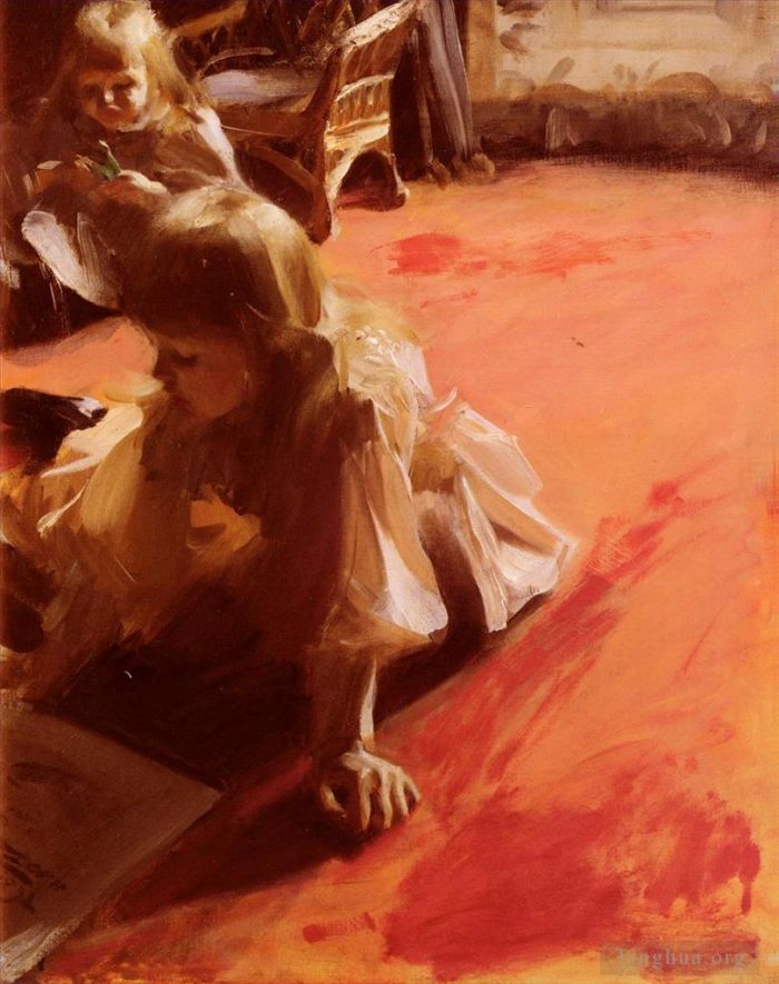 Anders Leonard Zorn Peinture à l'huile - Un portrait des filles de Ramon Subercasseaux