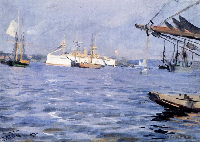 Anders Leonard Zorn Types de peintures - Le cuirassé Baltimore dans le port de Stockholm